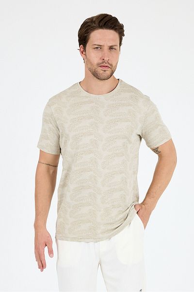Rodi Men's Crew Neck Patterned T-Shirt – 100% Cotton – Comfortable and Stylish Casual Short Sleeve T-Shirt 0115