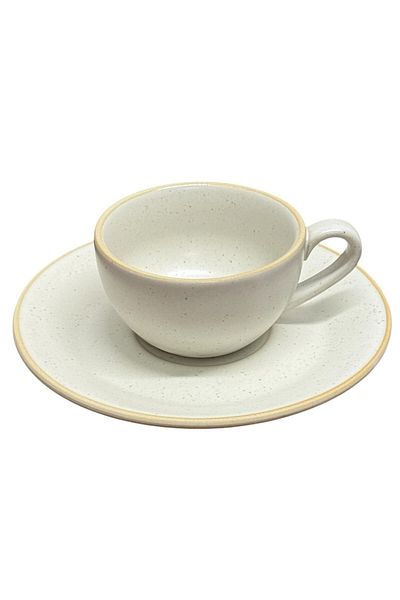 JOVY Espresso Cup and Saucer Set, CAFFINO, Matte Porcelain, 80 ml White