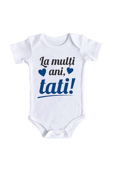 OEM Body bebe, La multi ani tati, 12-18 luni, maneca scurta, bonisa creativ, alb, 100% bumbac