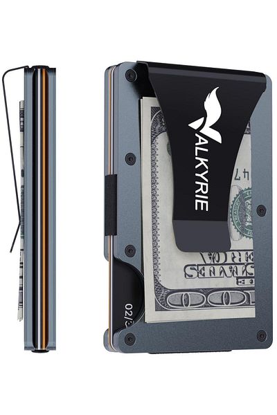 valkyrie Rfid Protected Aluminum Metal 20 Card Capacity Slim Lightweight Secure Card Holder Gray