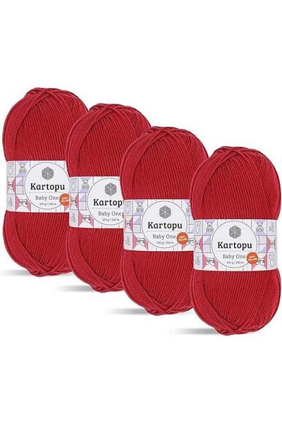 Kartopu خيط حياكة كارتوبو K125 بيبي وان - 100 غرام، طول 250 متر، أحمر غامق