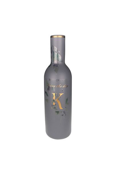 Blusmart Ceramic Vase in Bottle Shape with 'Better Life' Message, 17x60 cm, Gray
