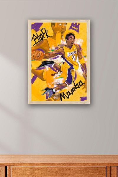 Saturn Pictură înrămată Kobe Bryant - Poster NBA Black Mamba