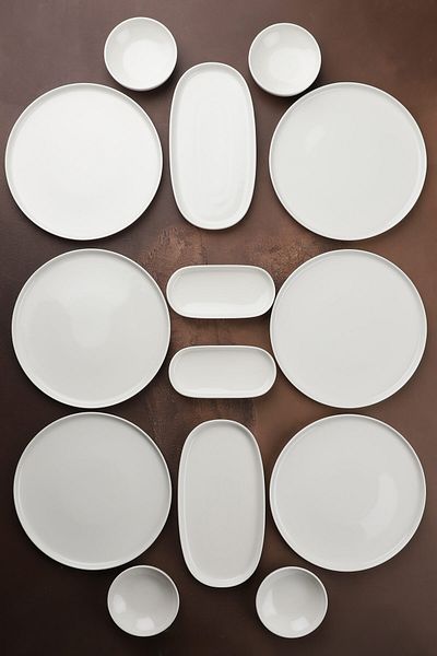 Manaferra Luvia 6-Person 14-Piece Plain Porcelain Breakfast Set & Breakfast Set White