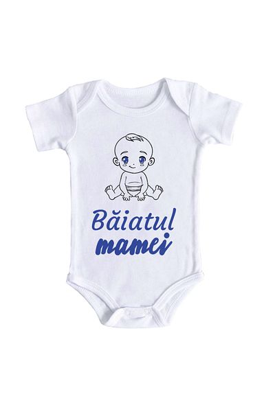 OEM Body bebe, Baiatul mamei, 12-18 luni, maneca scurta, bonisa creativ, alb, 100% bumbac