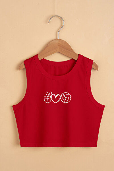 TARZ STİL Kız Çocuk Yazlık Voleybol Sevgisi Temalı Crop Tişört 23383