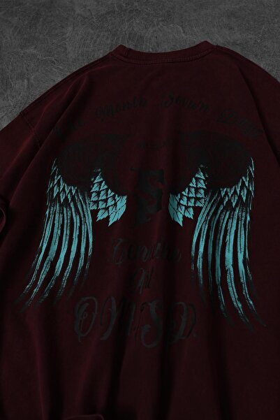 Slatra Ανδρικό μπλουζάκι με υπερμεγέθη ύφασμα με περιστασιακό πλύσιμο μπορντό