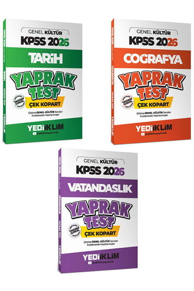 Yediiklim Yayınları 2026 KPSS Genel Kültür Çek Kopart Yaprak Test 3 lü Set