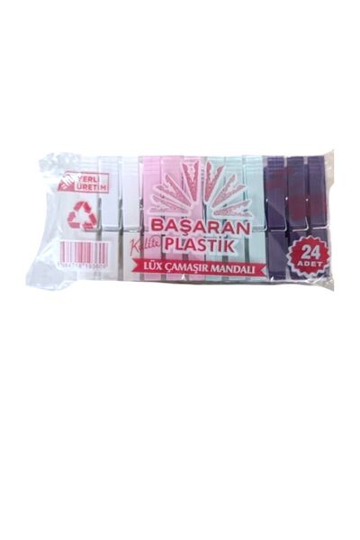 Başaran Plastik Büyük Boy Çamaşır Mandalı Lüx Mandal 24 Adet Kaliteli Mandal