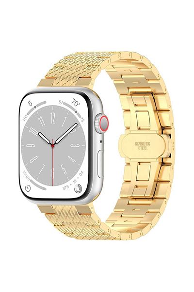SKYDDAR INNOVATION Stainless Steel Strap for Apple Watch 1/2/3/4/5/6/7/8/9/SE/SE 2 (38/40/41mm), W052 - Gold