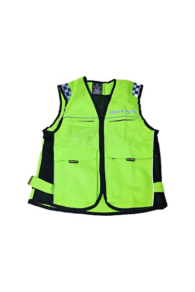 DOT CYCLE Motosiklet Neon Sarı Yelek 4 Cepli