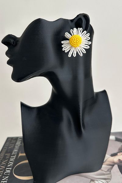 Modex Bohemian Style Bead Detail Daisy Flower Earrings (5cm)