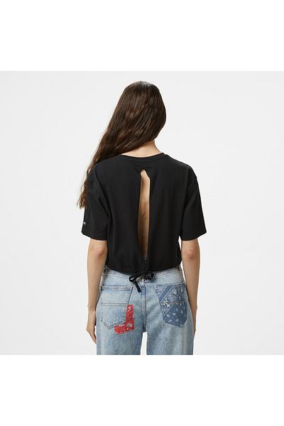 Tommy Hilfiger Dámské černé tričko Tommy Jeans Cropped Gmd Script Open Back