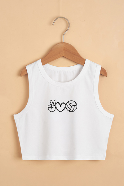 TARZ STİL Kız Çocuk Yazlık Voleybol Sevgisi Temalı Crop Tişört 23383