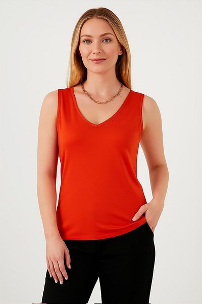 Fashion Friends Front Back V-Neck Tank Top Red