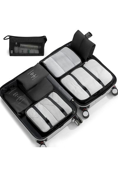 Lumely 8-Piece Travel Organizer Luggage Set,Top Visible Mesh,Transparent & Breathable,Waterproof Fabric