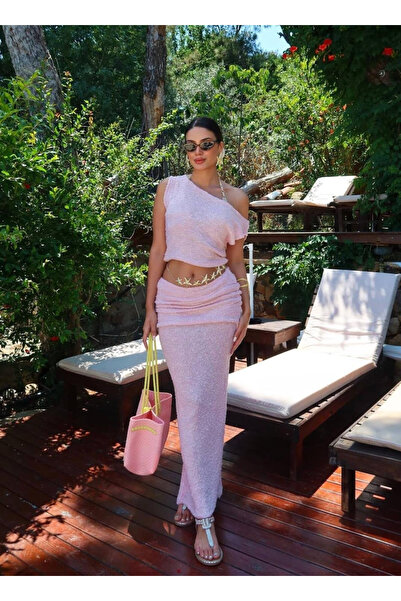 My Blog Pink Draped Double Suit - 7257