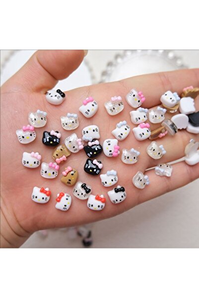 Miniso 03-50 قطعة 50 قطعة/حقيبة إكسسوارات أظافر كرتونية مرسومة يدويًا من الراتينج اللطيف كورومي بوشاكو هالو كيتي سين