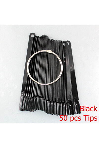 Choice أسود - 50 قطعة من أطراف الأظافر الصناعية مروحة طبيعية شفافة سوداء 12/2...