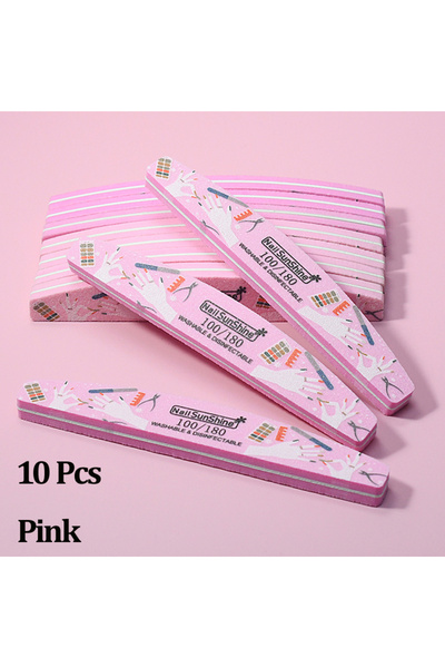 Choice pink 10Pcs Half Moon Sponge Nail Files 100/180 Special Design Professi...