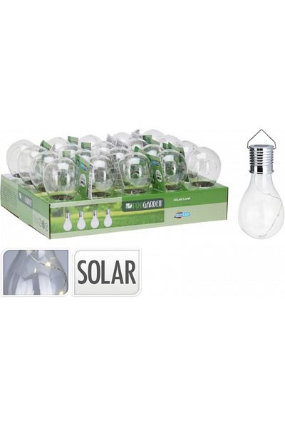 Koopman Lampă solară, formă de bec transparent, LED, pentru grădină, terasă și exterior
