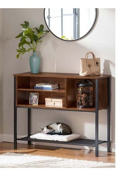 Generic coffee storage cabinet, hallway sideboard, with open storage shelves