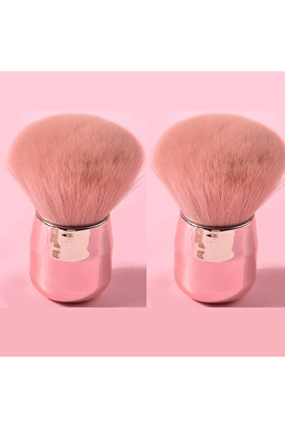 Choice 2 قطعة فرشاة مكياج أظافر كبيرة برأس فطر وفرشاة جمع الغبار بمقبض وردي و...