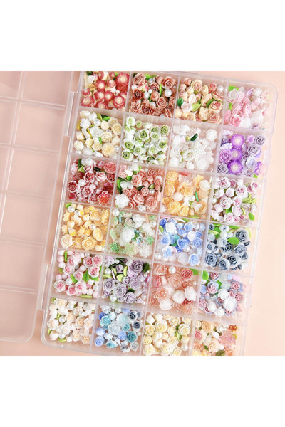 Choice1 m6692 1 صندوق عشوائي من زهور الراتنج المختلطة وزينة الأظافر على شكل و...