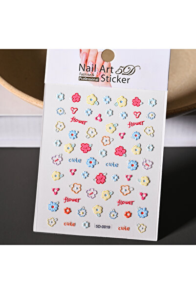 Choice NK5D-0019 1 قطعة ملصقات أظافر خماسية الأبعاد منقوشة على شكل زهرة/فراشة...