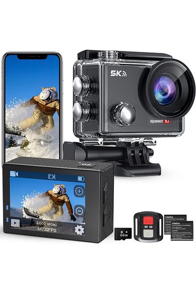 Generic Action Camera 5K 30FPS Waterproof Camera Underwater 131 FT with EIS, Remote Control Speed 10