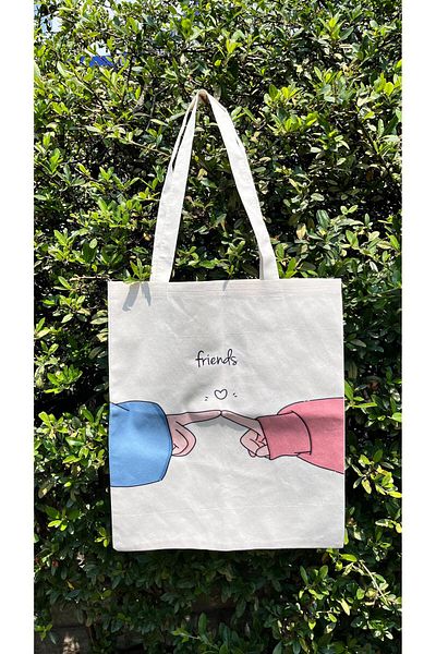 Asyabayrak Cadou Design special Friends Scrisă Geantă de pânză