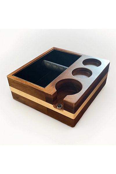 GÜMRÜK BEY Luxury Natural Wood Espresso Knock Box Tamping Station Espres Coffee Organizer Box 58 Mm.