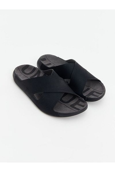 LC Waikiki Black Cross Strap Men's Slippers