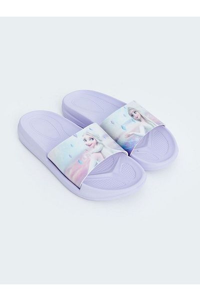 LC Waikiki Lilac Frozen Printed Girl's Beach Slippers
