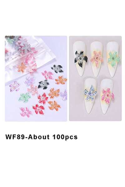 Choice WF89-100 قطعة 20/50/100 قطعة زينة أظافر على شكل زهرة الكركديه الملونة ...