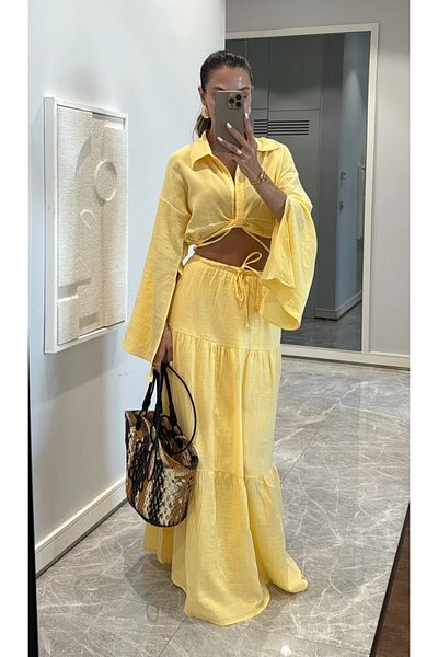 My Blog Yellow Shirt and Skirt Suit - 251007