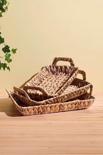Perotti Cliento 3-Piece Wicker Rectangular Tray Set