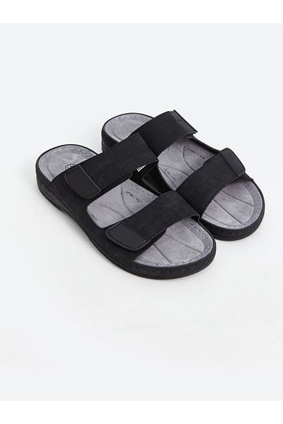 LC Waikiki Black Double Striped Velcro Men's Slippers