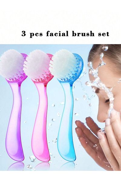Choice mix 3pcs Facial Cleansing Brush Acrylic Handle Facial Cleansing Brush Soft Bristles Exfoliating Clea