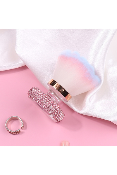Choice 1pcs pink 1pcs Rhinestone Embellished Nail Dust Brush Bling Nail Art C...