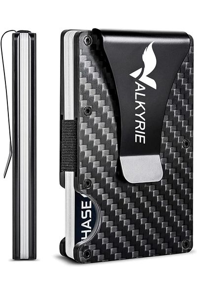 valkyrie Rfid Protected Aluminum Metal 20 Card Capacity Slim Lightweight Secure Card Holder Carbon