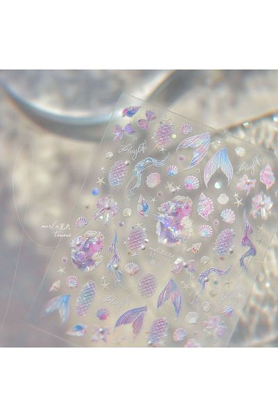 Choice 1pcs 5D Crystal Diamond Nail Stickers Summer Beach Shell Self Adhesive Nail Art Stickers DIY Cute Oc