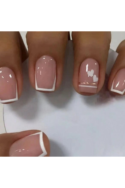 Choice أزرق عميق 24 قطعة أظافر صناعية قصيرة بلون اللوز مع عقدة سوداء وأظافر ص...