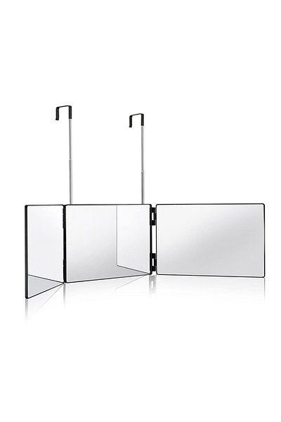 Choice Black No LED 3-Way Mirror with LED 360 Trifold Hair Cut Mirror with Lighting Self Hairdressing Mirro