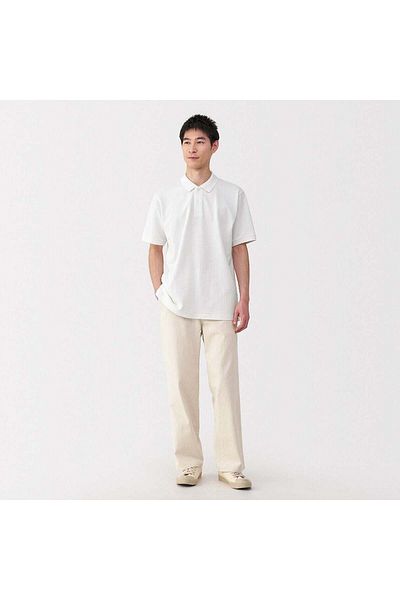 Muji قميص بولو بيكيه مغسول بأكمام قصيرة