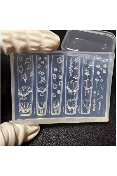 Choice قالب سيليكون شفاف على شكل باقة زهور منحوتة منحنيًا لتزيين الأظافر، صنا...