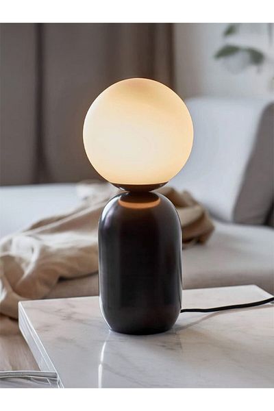 Siera Black marble lampshade and snow globe T-7034