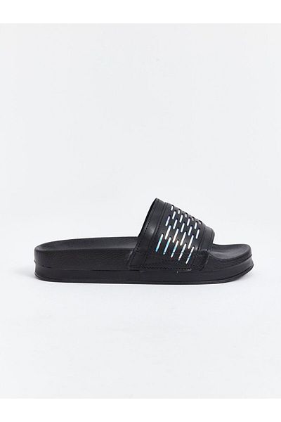 LC Waikiki Black Line Patterned Women's Slippers