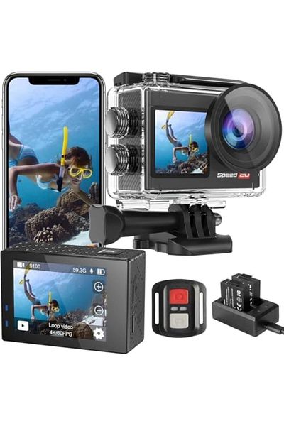 Hiicam HiicamSpeed 20 Action Cam 4K 60FPS 40MP WiFi Underwater Camera 40M Waterproof Ultra HD Touchscreen