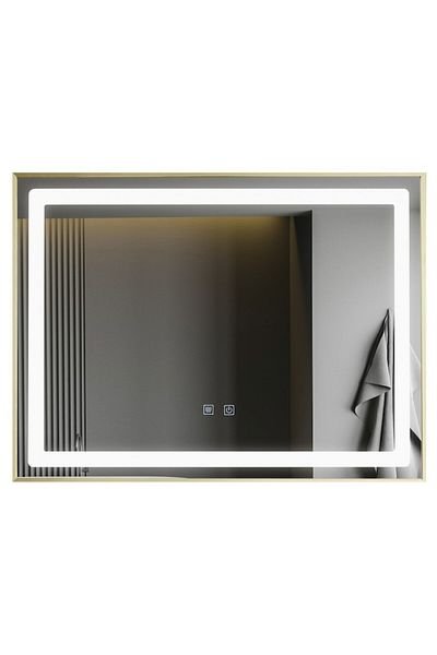 Optimaline Bathroom Mirror with LED Lighting 60mm x 80mm, Anti-Fog Function, Touch Switch, Antique Bronze Frame